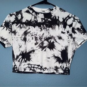SHEIN Black and White Tie-Dye Crop Top
